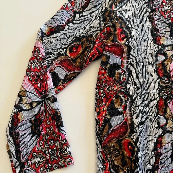 Alberto Malaki-Button Up-Sequin-Shirt- Red-Pink-Black-Brown-Colorful-Women’s M - Picture 8 of 10